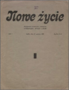 Okładka czasopisma Nowe Życie : dwutygodnik ilustrowany, poświęcony literaturze, sztuce i życiu R.1, nr 2 i 3 (15 czerwca 1925)