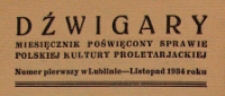 Winieta czasopisma Dźwigary : miesięcznik poświęcony sprawie polskiej kultury proletarjackiej