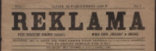 Winieta pisma "Reklama", dwutygodnik poświęcony sprawom reklamy i lubelskim stosunkom gospodarczym, organ Biura "Reklama" w Lublinie