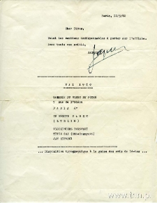 Pismo z Galerie du Musee de Poche