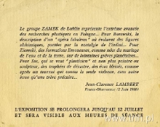 Zaproszenie na paryską wystawę Grupy Zamek
