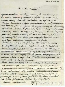 list gratulacyjny od Tytusa Dzieduszyckiego