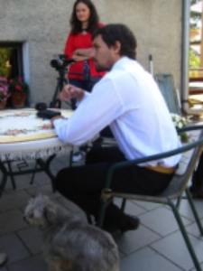 Jurij Matuszczak i Agata Chwedoruk podczas nagrania ze świadkiem historii