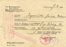Dokument nadający przydział mieszkania dla Eugeniusza Szymańskiego