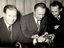 Michał Fijałka, Wacław Kopisto oraz Czesław Hołub podczas spotkania 18 stycznia 1968 r.