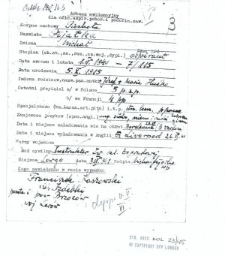 Arkusz ewidencyjny Michała Fijałki