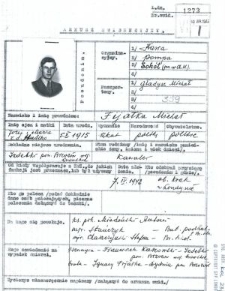 Arkusz ewidencyjny Michała Fijałki z kursu odprawowego