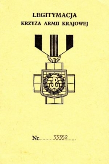 Legitymacja Krzyża Armii Krajowej nr 33352