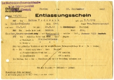 Dokument potwierdzający uwolnienie Haliny Wadowskiej