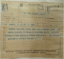 Telegram kondolencyjny starosty chełmskiego