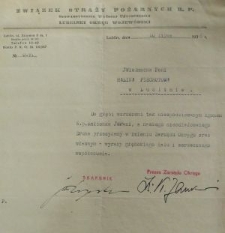 List kondolencyjny skierowany do Haliny Piechoty przez Związek Straży Pożarnych R.P.