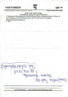 Skan dokument&oacute;w Yad Vashem