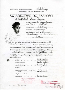 Anna-Regina Szternfinkiel - świadectwo maturalne