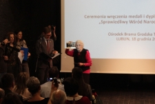 Marianna Krasnodębska podczas ceremonii wręczenia honorowego obywatelstwa Państwa Izrael