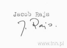 Jakub Rajs (pierwszy mąż Anny Langfus) - podpis na dokumentach z uczelni w Verviers