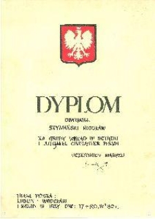 Dyplom dla Irosława Szymańskiego