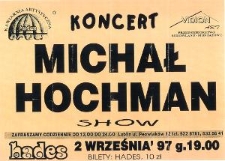 Afisz z koncertu Michała Hochmana w kawiarni artystycznej Hades