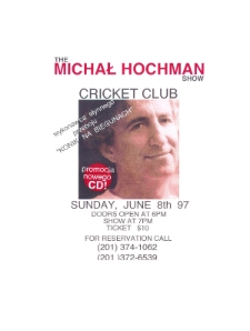 Plakat promujący koncert Michała Hochmana w Criket Club