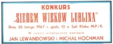 Afisz konkursu "Siedem wiek&oacute;w Lublina"
