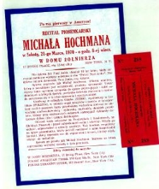 Druk akcydensowy z recitalu piosenki Michała Hochmana