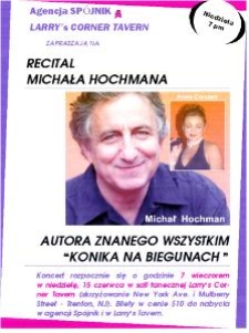 Plakat reklamujący recital Michała Hochmana w Larry's Corner Tavern