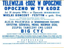 Afisz koncertu w TV Łódź w Opocznie