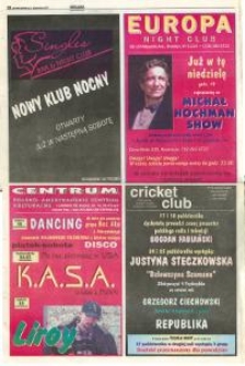 Reklama koncert&oacute;w m.in. w Europa Night Club