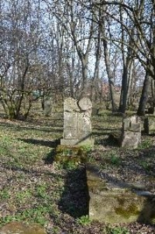 A double matzevah of Perel Gitel, the daughter of Becalel and Chana Sara, the daughter of Cwi Zalman in the Jewish cemetery in Chełm