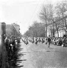 Parada ludowa na Krakowskim Przedmieściu w Lublinie
