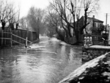 Widok ulicy Parkowej w czasie powodzi w Lublinie w 1947 roku. Fotografia