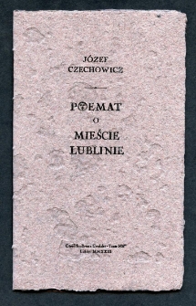 Okładka typogrficznego "Poematu o mieście Lublinie", Józefa Czechowicza