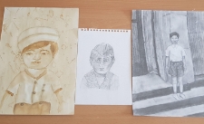 Prace plastyczne wykonane przez uczennice i uczniów podczas projektu "Listy do Henia" w SP w Poniatowej