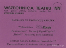 Zaproszenie Teatru NN i Centrum Kultury - awers
