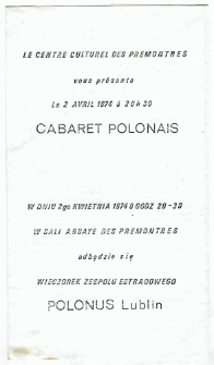 Program występu „Coctali a la Polonaise”