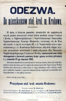 Odezwa do mieszkańc&oacute;w Krakowa