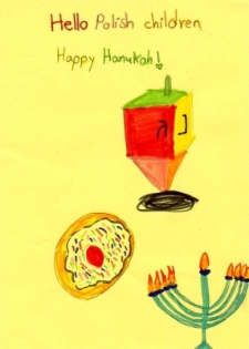 Rysunek wykonany przez ucznia z Izraela dla dzieci z Polski