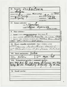 Szpital Wojenny nr 6 &ndash; ankieta personalna Antoniego Szubartowicza