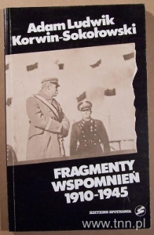 Okładka książki "Fragmenty wspomnień 1910-1945" A. L. Korwina-Sokołowskiego