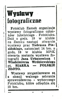 Wystawy fotograficzne – Kurier Lubelski XI 1967 r., nr 9