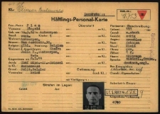 Karta rejestracyjna Leopolda Flama z obozu koncentracyjnego w Buchenwaldzie