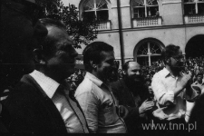 Czesław Miłosz i Lech Wałęsa na spotkaniu w KUL