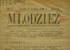 Strona z czasopisma "Młodzież : pismo lubelskiej młodzieży szkolnej" 1920, nr 1