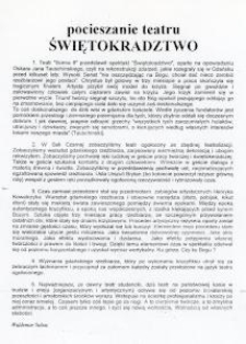 Recenzja z przedstawienia &bdquo;Świętokradztwo&rdquo; Teatru Scena 6