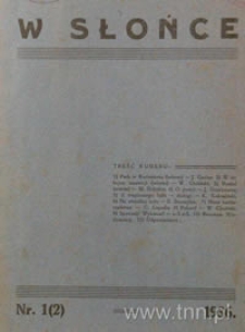 Okładka czasopisma "W Słońce" R. 8, nr 1(2)