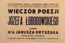 Plakat z wieczoru poświęconego Józefowi Łobodowskiemu