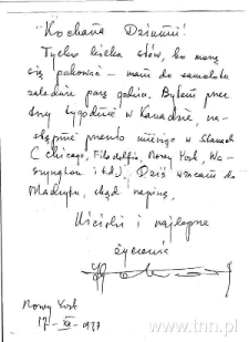 List J. Łobodowskiego do siostry Władysławy z Nowego Jorku