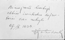 Autograf J. Łobodowskiego na poświadczeniu odbioru dokumentu