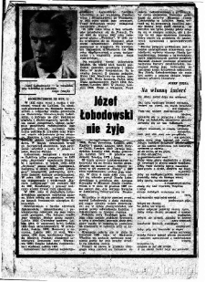 Artykuł J. Zięby po śmierci J. Łobodowskiego