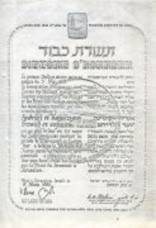 The diploma from the Yad Vashem Institute for Andrzej and Katarzyna Szwed