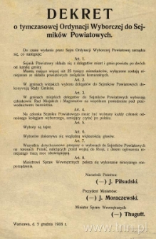 Dekret o tymczasowej Ordynacji Wyborczej do Sejmik&oacute;w Powiatowych